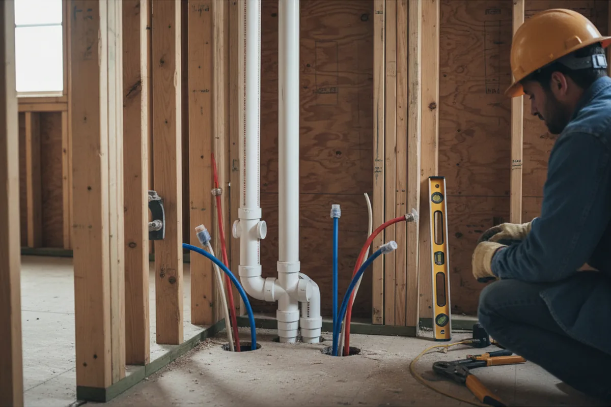 Drain and supply rough-in during Garbage Disposal Repair in Boody