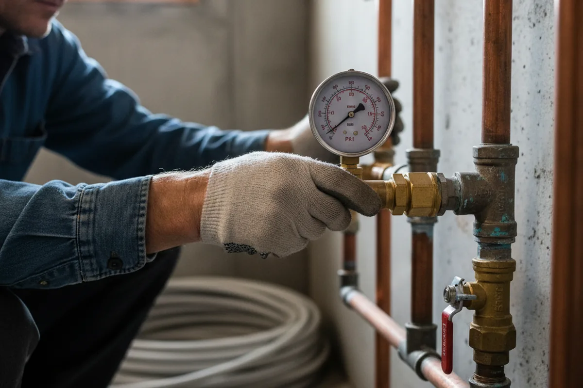 Pressure testing a repaired line during Water Line Repair in Boody